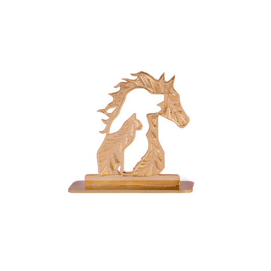 Elita Horse Design in Brass with Gold-Plated Finish Car Dashboard Ornament