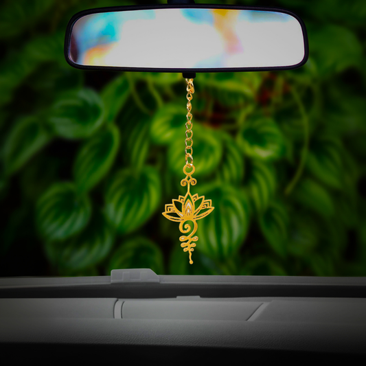 Elita Lotus Flower Car Hanging in Brass with Gold Plated Finish