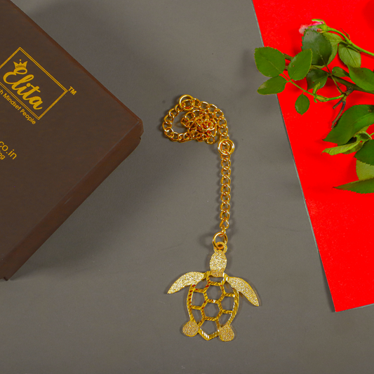 Elita Turtle Design Car Hanging in Brass with Gold Plated Finish