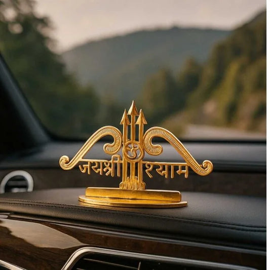Elita Shri Shyam Gold-Plated Finish in Brass Decorative Figurine for Car Dashboard, Modern Style, 6 x 6 cm