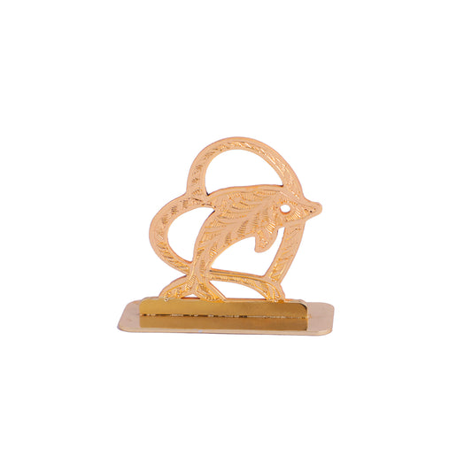 Elita Decorative Car Dashboard Dolphin Ornament, Gold-Plated Finish in Brass