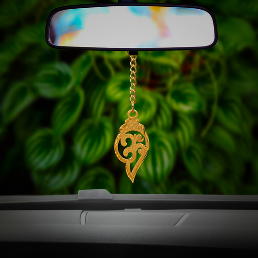 Elita Shankh with Om Car Hanging Charm in Brass with Gold Plated Finish