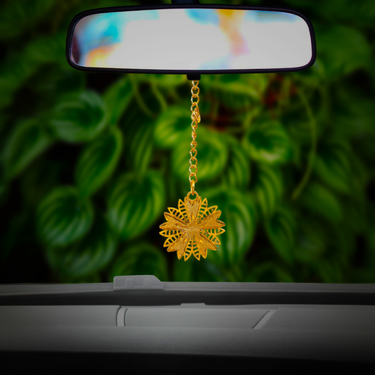 Elita Flower Car Hanging in Brass with Gold Plated, Special Day GiftFlower Car Hanging in Brass with Gold Plated, Special Day Gift