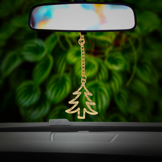 Elita Christmas Tree Car Hanging Charm in Brass with Gold Plated Finish