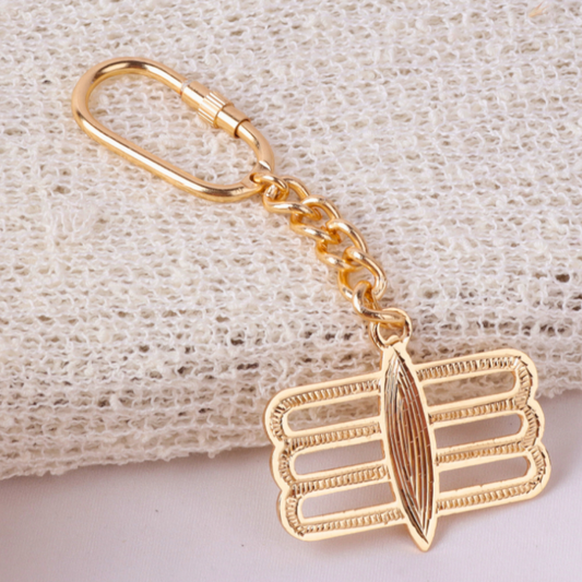 Elita Gold-Plated Finish Brass Third Shiv Eye Keychain Charm, Decorative Chain, Elegant Design