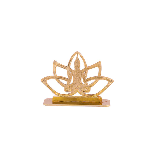 Elita Buddha Design Car Dashboard Decorative Figurine, Gold-Plated Finish Brass, 6 cm