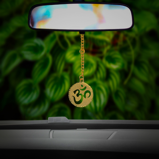 Elita Om Car Hanging Charm in Brass Gold Plated FInish Car Hanging
