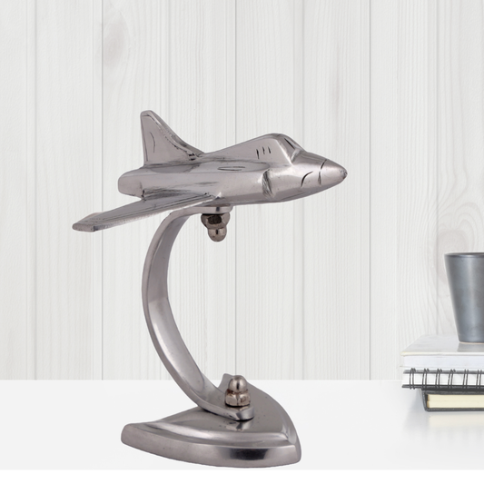 Elita Decorative Airplane Model Display Stand, Silver Metal Desktop Aircraft Sculpture, Modern Office Desk Decor SK-RC2