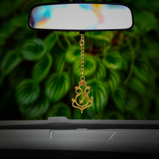 Elita Ganesha Car Hanging Accessories in Brass with Gold Plated