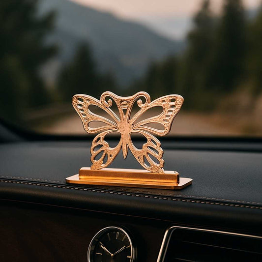 Elita Decorative Butterfly Car Dashboard Ornament, Gold-Plated Finish in Brass