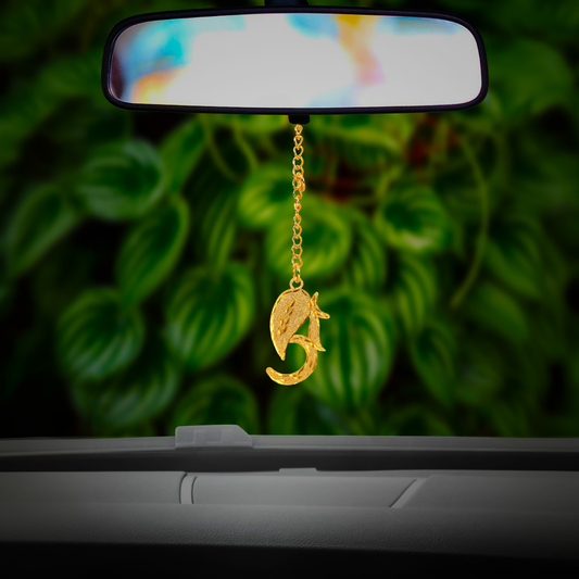 Elita Ganesha OM Shankh Car Hanging in Brass with Gold Plated Finish