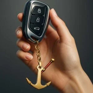 Elita Decorative Anchor Keychain, Gold-Toned Metal with Chain Link Design