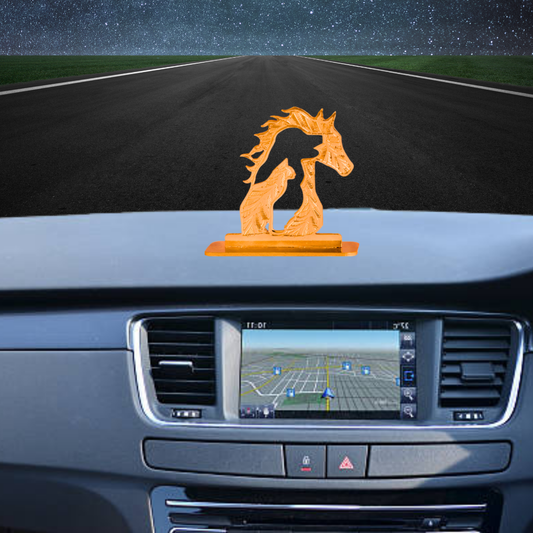 Elita Horse Design in Brass with Gold-Plated Finish Car Dashboard Ornament