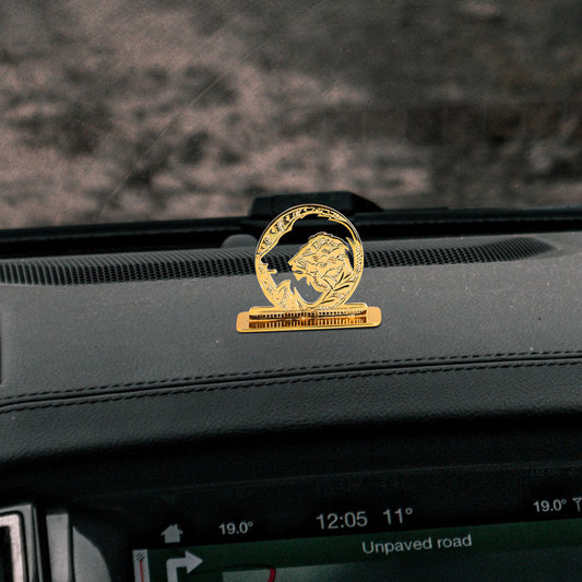 Elita Double Lion Car Dashboard Ornament Gold-Plated Finish in Brass