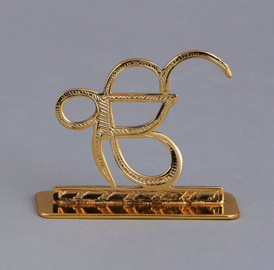 Elita Ek Onkar Design Car Dashboard Decorative Figurine, Gold-Plated Finish Brass, 6 cm