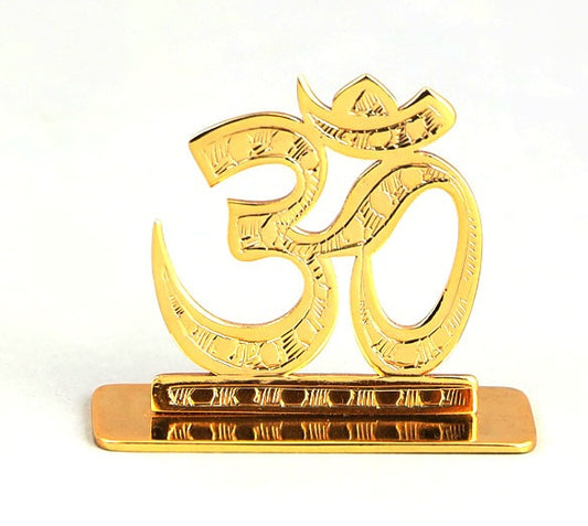 Elita Om Gold-Plated Finish in Brass Decorative Figurine for Car Dashboard, Modern Style, 6 x 6 cm