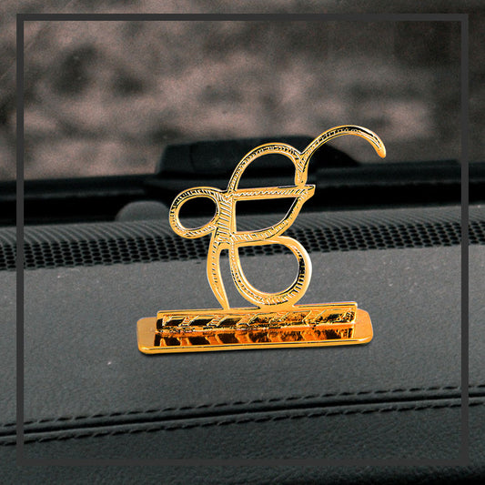 Elita Ek Onkar Design Car Dashboard Decorative Figurine, Gold-Plated Finish Brass, 6 cm