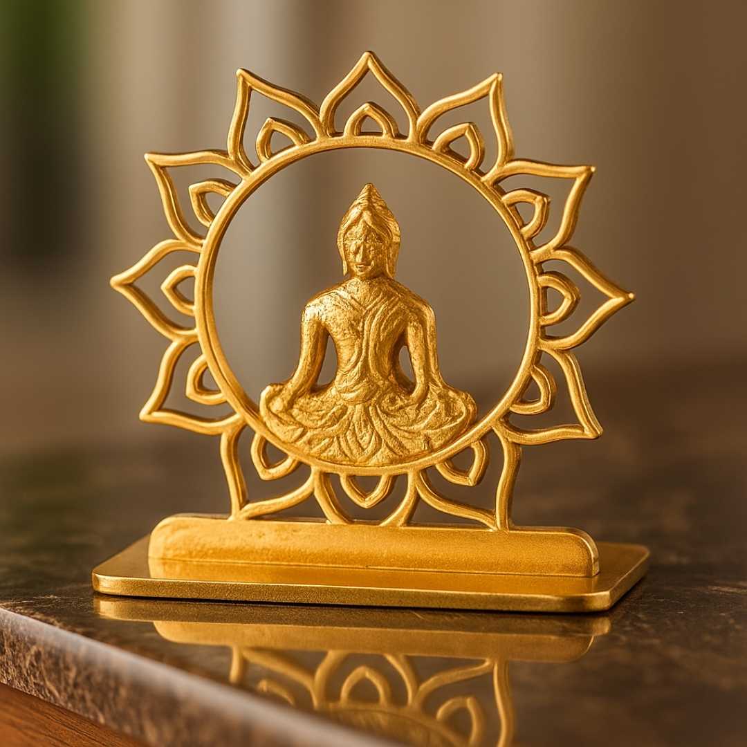Buddha Gold-Plated Finish in Brass Car Dashboard Decorative Figurine, 6 cm - Image 2