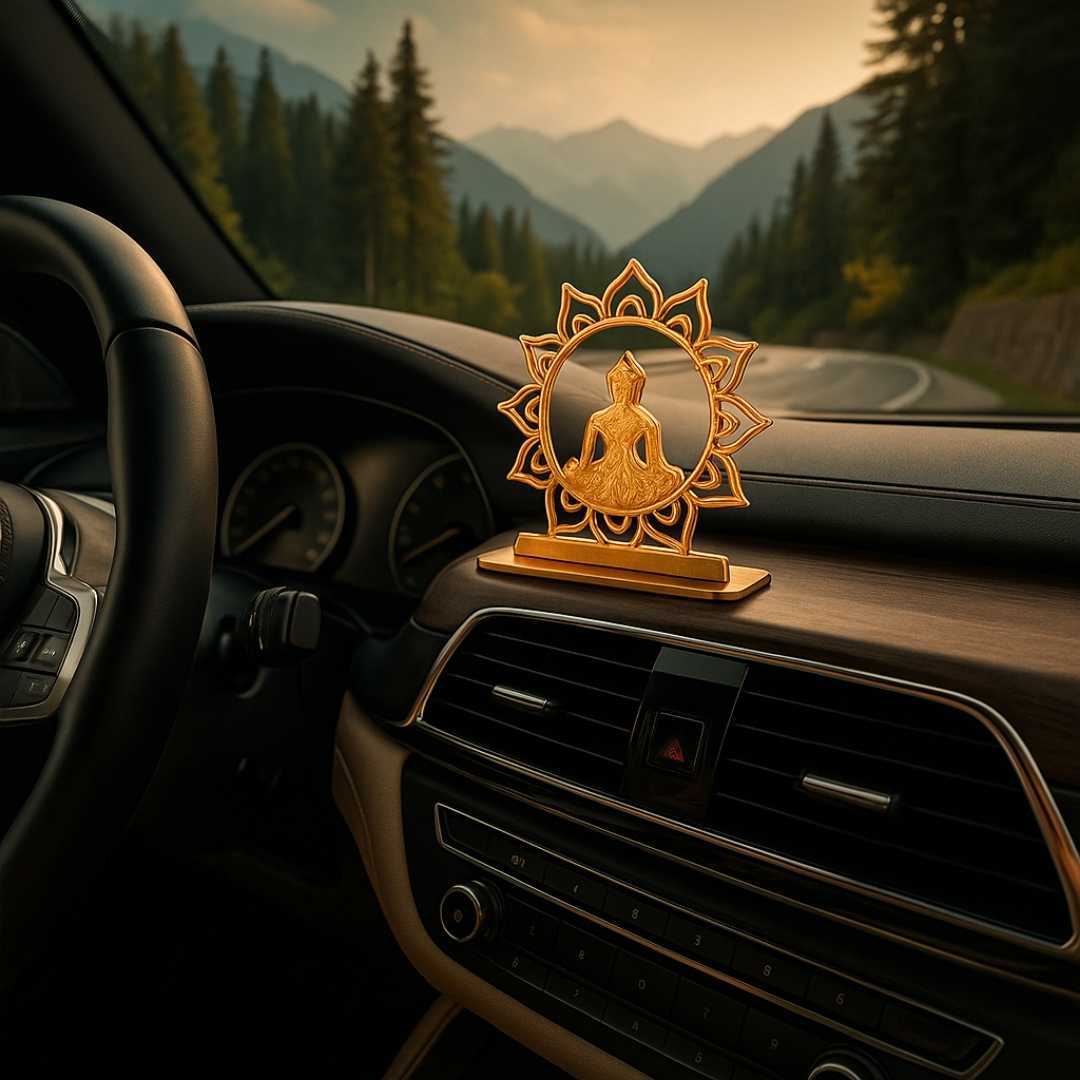 Buddha Gold-Plated Finish in Brass Car Dashboard Decorative Figurine, 6 cm - Image 4