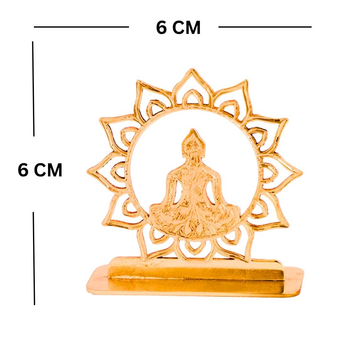 Buddha Gold-Plated Finish in Brass Car Dashboard Decorative Figurine, 6 cm - Image 5