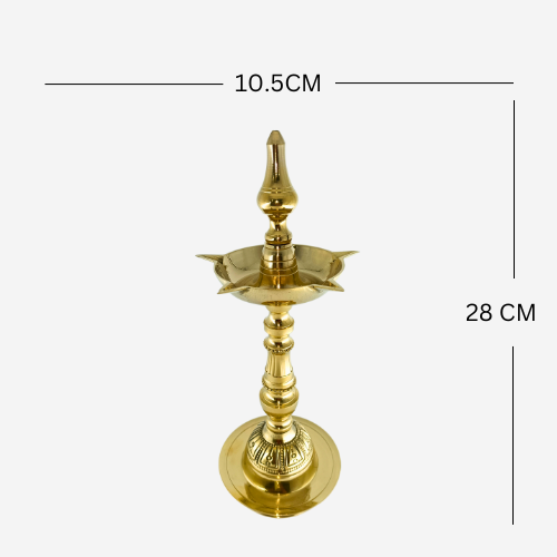 Rudraksh Brass Pooja Diya, Lotus Flower Vase - Hand Painted, for Diwali, Holi, Christmas, Weddings, Home Decor, Brass Finish, Traditional Indian Oil Lamp - Image 2