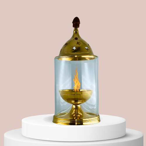 Decorative Brass Pooja Diya Akhand Jyoti for Home, Office, Living Room, Bedroom, 8.4-16.3 cm