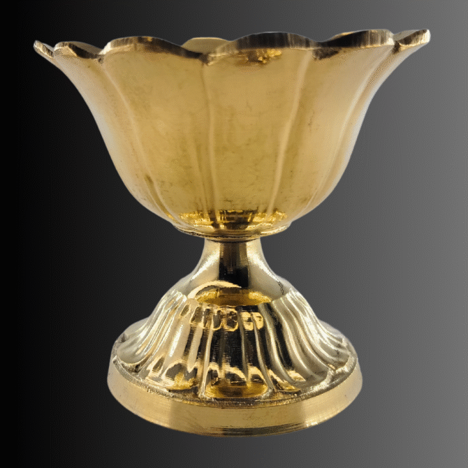 Brass Diya Decorative Pan Diya for Pooja, Diwali, Durga Puja, Ganesh Chaturthi, Holi, Christmas, New Year - Image 2