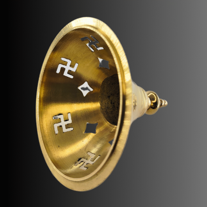 Brass Round Pooja Diya Handle, Satyagraha Hindu Religious Altar - Image 10