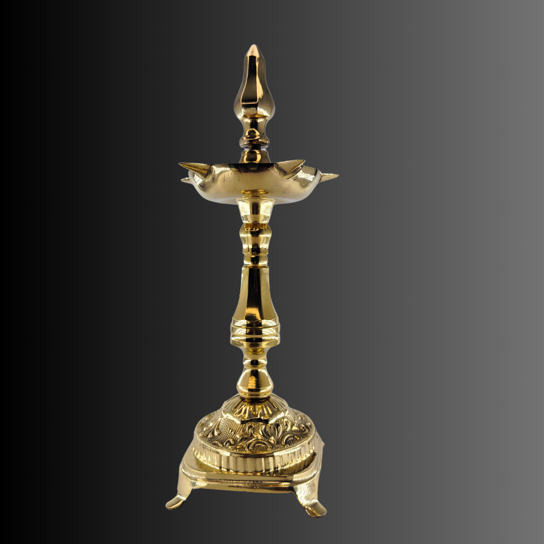 Kashi Kailash Brass Pooja Diya, Lotus Flower Vase - Hand Painted, for Diwali, Holi, Christmas, Weddings, Home Decor - Image 4