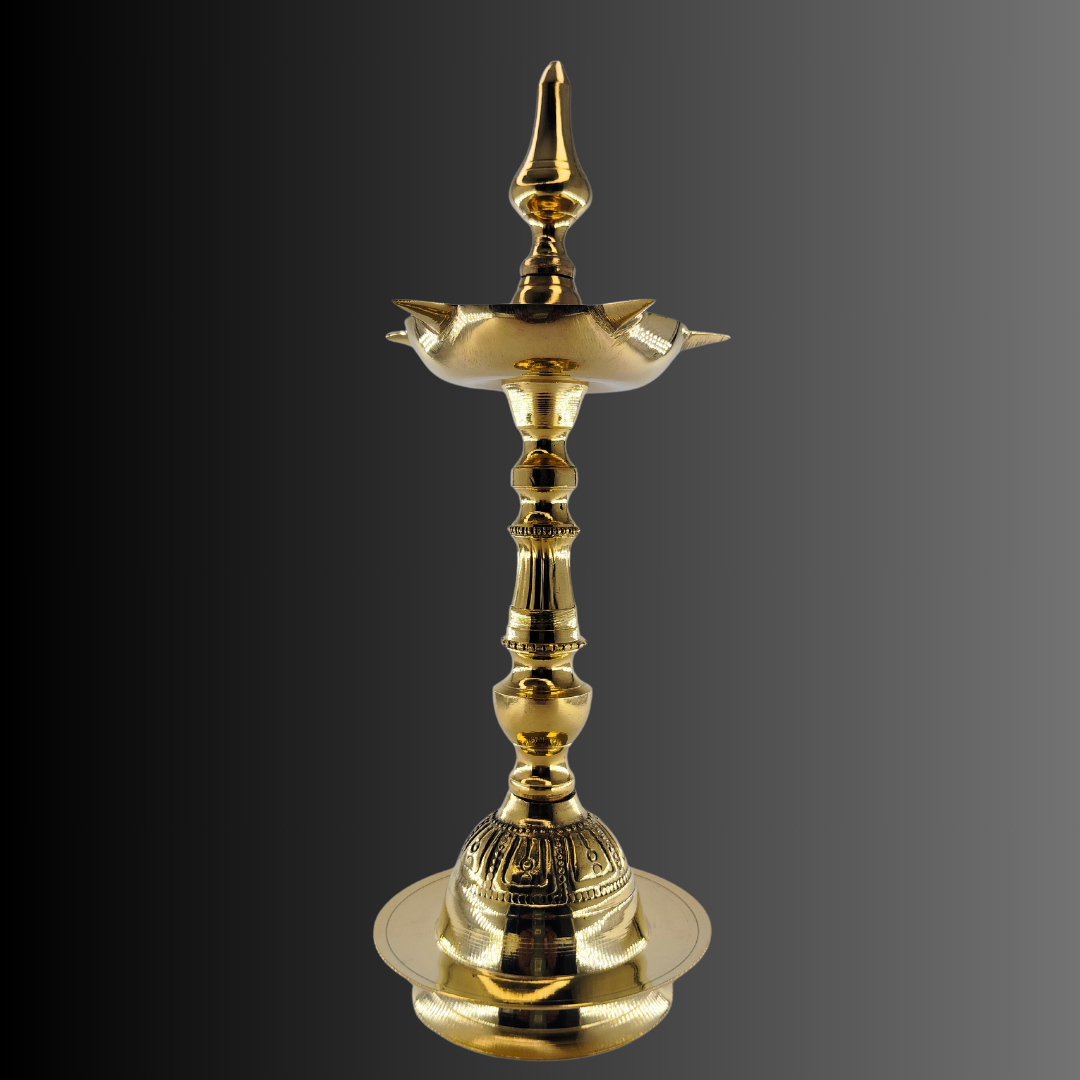 Rudraksh Brass Pooja Diya, Lotus Flower Vase - Hand Painted, for Diwali, Holi, Christmas, Weddings, Home Decor, Brass Finish, Traditional Indian Oil Lamp - Image 3