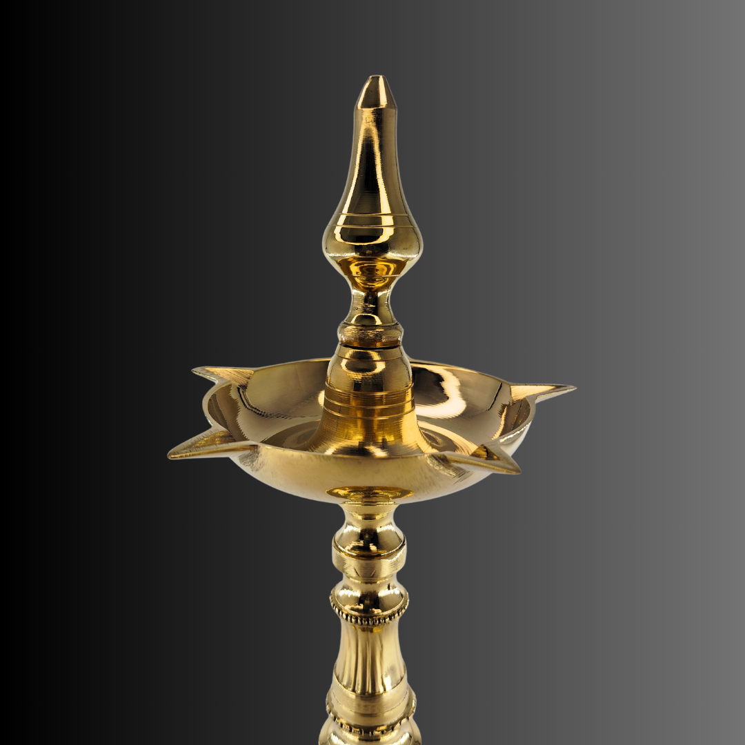 Rudraksh Brass Pooja Diya, Lotus Flower Vase - Hand Painted, for Diwali, Holi, Christmas, Weddings, Home Decor, Brass Finish, Traditional Indian Oil Lamp - Image 5