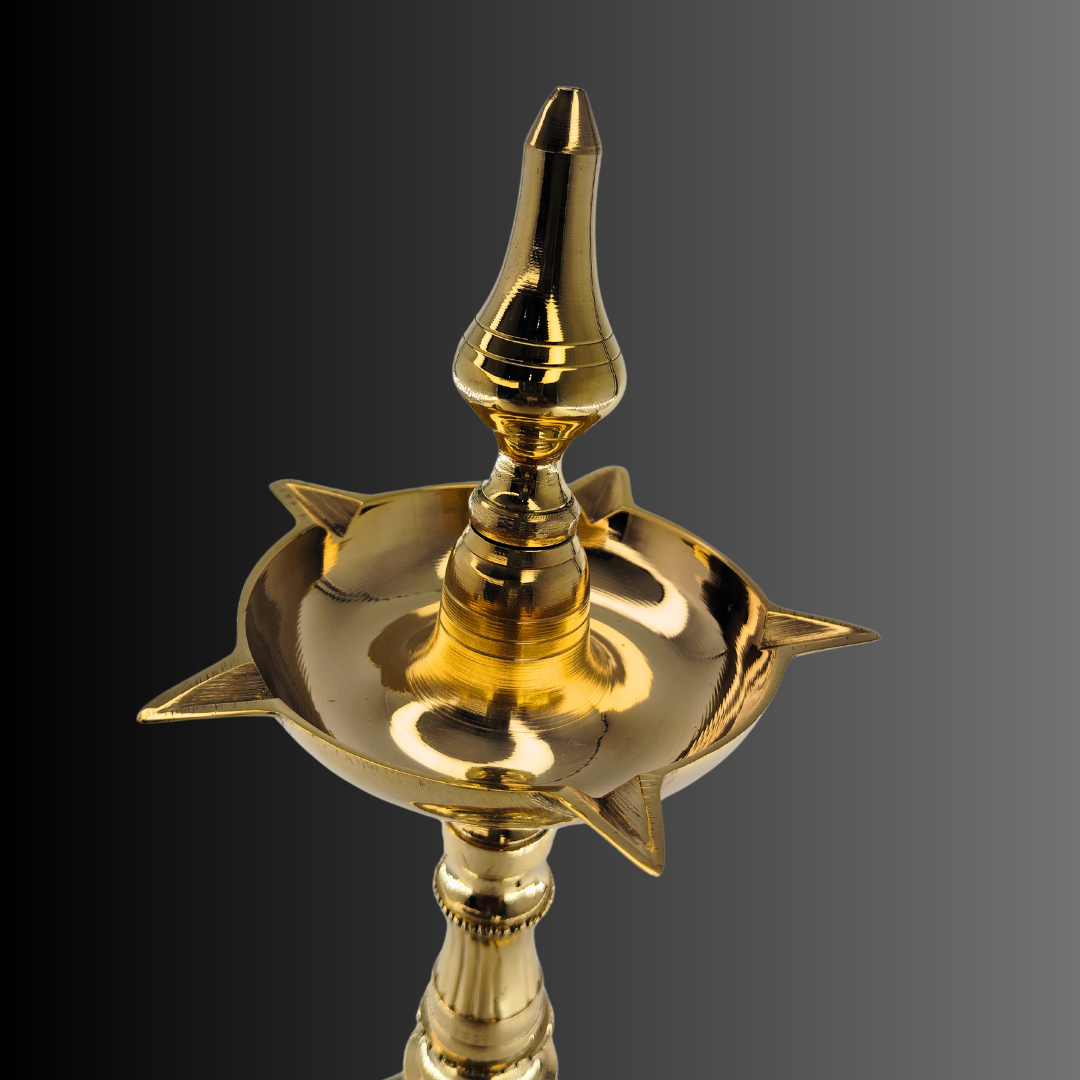 Rudraksh Brass Pooja Diya, Lotus Flower Vase - Hand Painted, for Diwali, Holi, Christmas, Weddings, Home Decor, Brass Finish, Traditional Indian Oil Lamp - Image 6