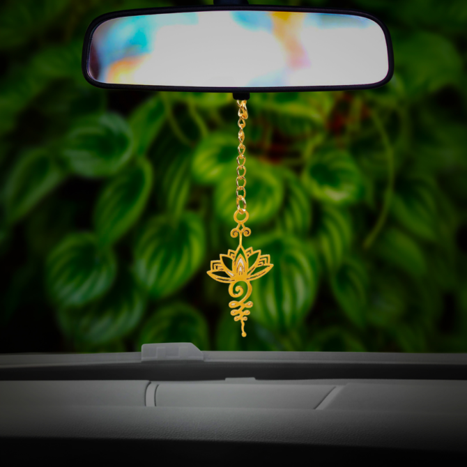 Lotus Flower Car Hanging in Brass with Gold Plated