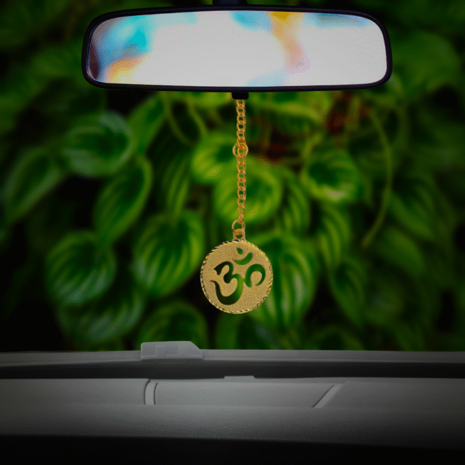 Om Car Hanging Charm in Brass Gold Plated