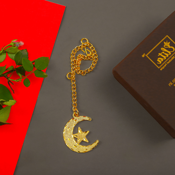 Moon Chand Sitara Car Hanging in Brass with Gold Plated, Islamic Religious Gifts - Image 2