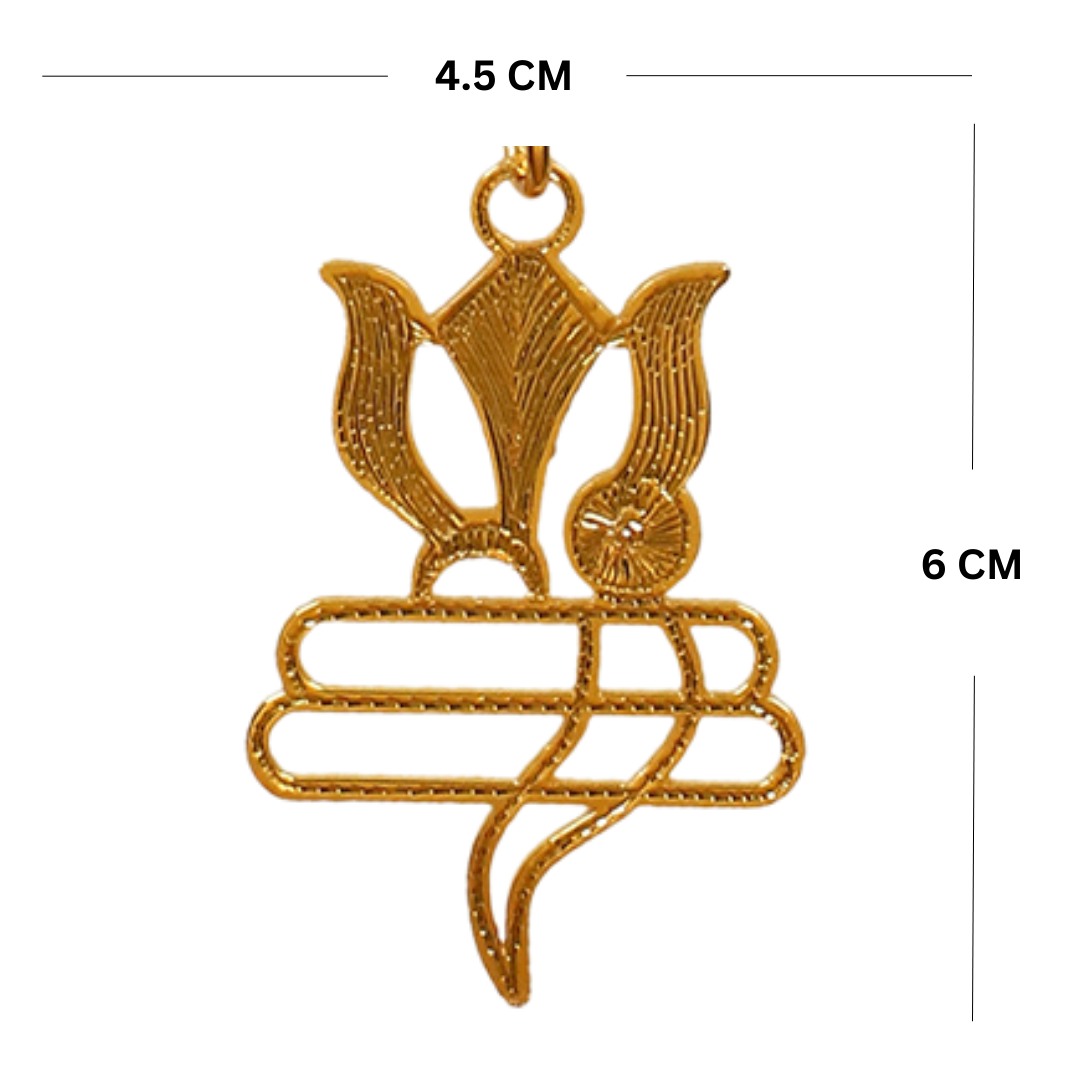 Car Hanging Shiva Icon, Ganesha Lotus Flowers Luxury Design in Brass with Gold Plated - Image 7