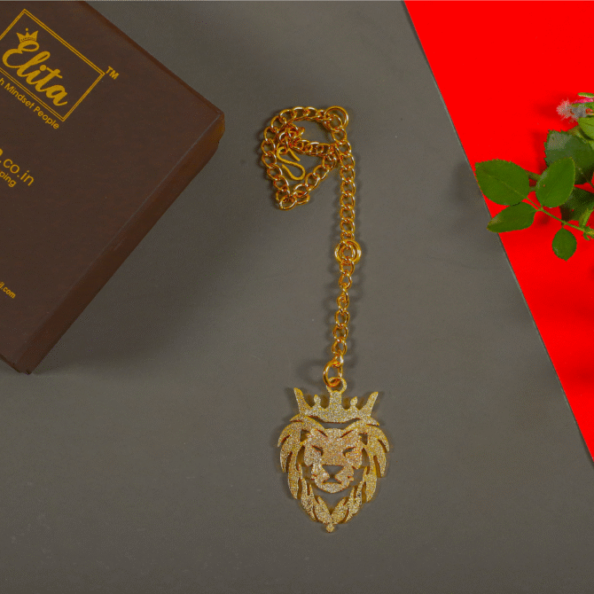Lion Car Hanging Accessories in Brass with Gold Plated, Decorative Pieces - Image 2