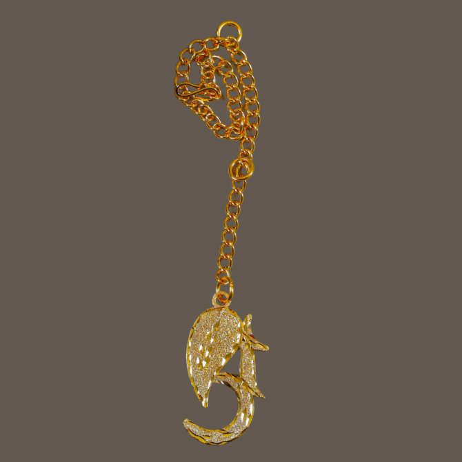 Elita Ganesha OM Shankh Car Hanging in Brass with Gold Plated