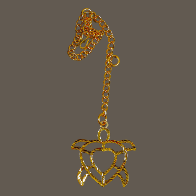 Turtle in Heart Car Hanging in Brass with Gold Plated - Image 5
