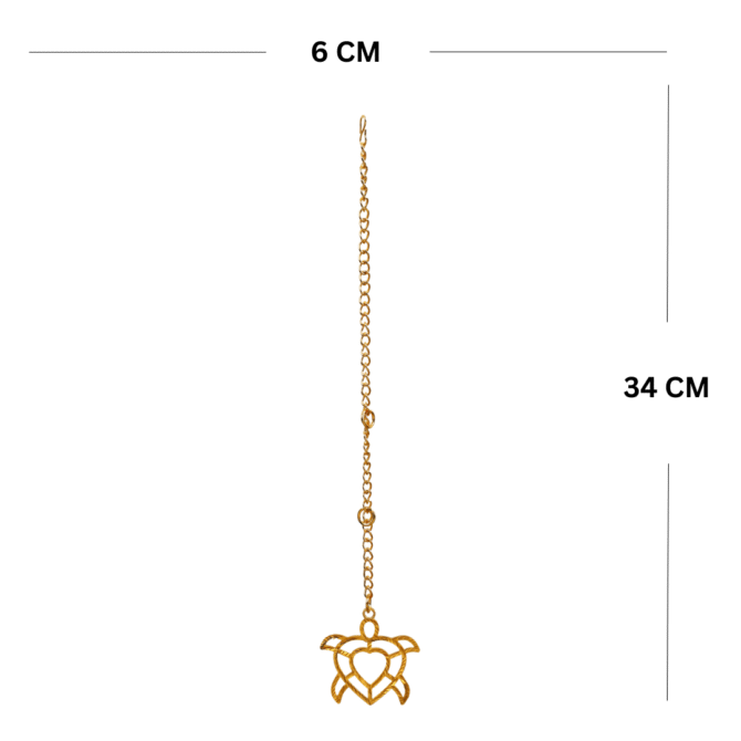 Turtle in Heart Car Hanging in Brass with Gold Plated - Image 4