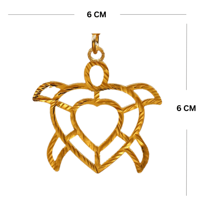 Turtle in Heart Car Hanging in Brass with Gold Plated - Image 3