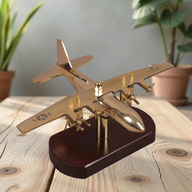 Elita Military Aircraft Model Desk Decor, Gold-Plated Metal Replica on Wooden Base, Aviation Collectible SK N-90