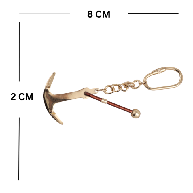 Decorative Anchor Keychain, Gold-Toned Metal with Chain Link Design