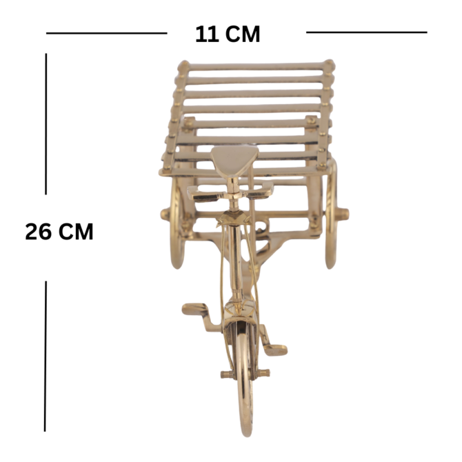 Elita Decorative Cycle Rickshaw Model, Gold, Vintage Style Three Wheeler in Brass SK T-3