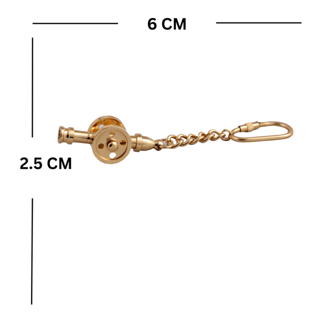 Vintage Brass Fishing Reel Keychain, Decorative Chain with Carabiner Hook, Gold Finish