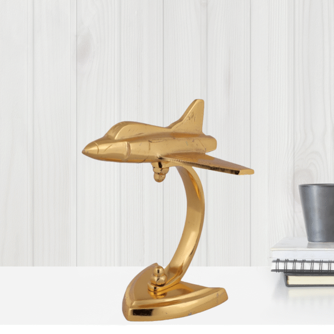 Decorative Aircraft Model Stand, Gold Metal Desktop Airplane Display, Modern Aviation Office Decor SK RC1