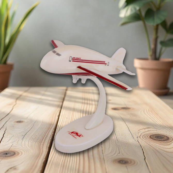 Air Craft Model Airplane Display Stand, Decorative White Desk Ornament with Red Stripes, Aviation Collectible SK-P1