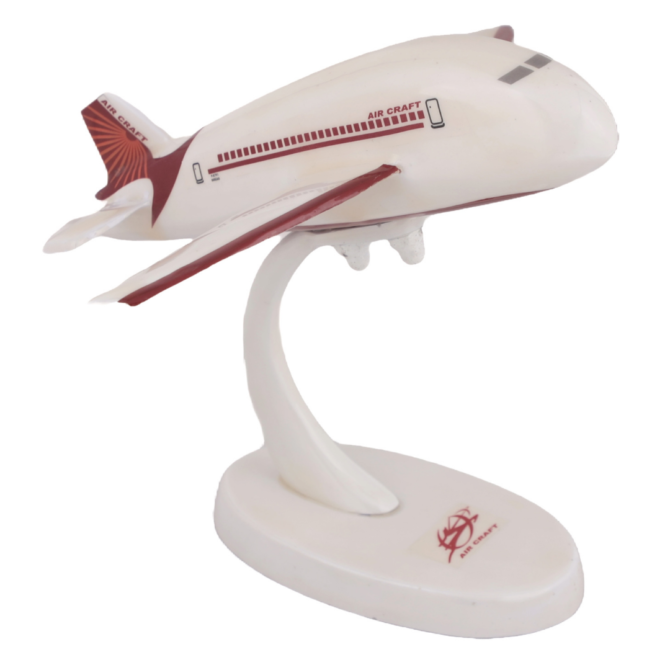 Air Craft Model Airplane Display Stand, Decorative White Desk Ornament with Red Stripes, Aviation Collectible SK-P1