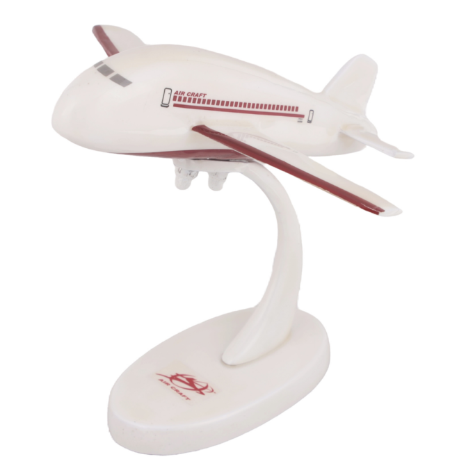 Air Craft Model Airplane Display Stand, Decorative White Desk Ornament with Red Stripes, Aviation Collectible SK-P1