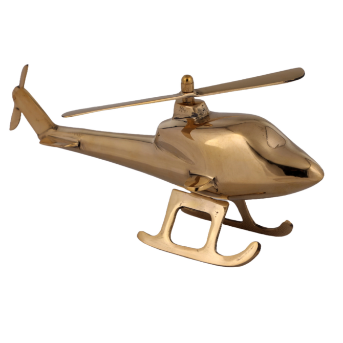 Elita Decorative Metal Helicopter Model in Brass, Desktop Aviation Decor SK H-12